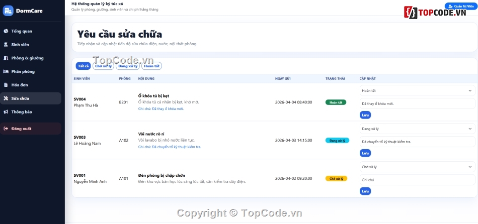 web quản lý,web quản lý sinh viên,quản lý đại lý